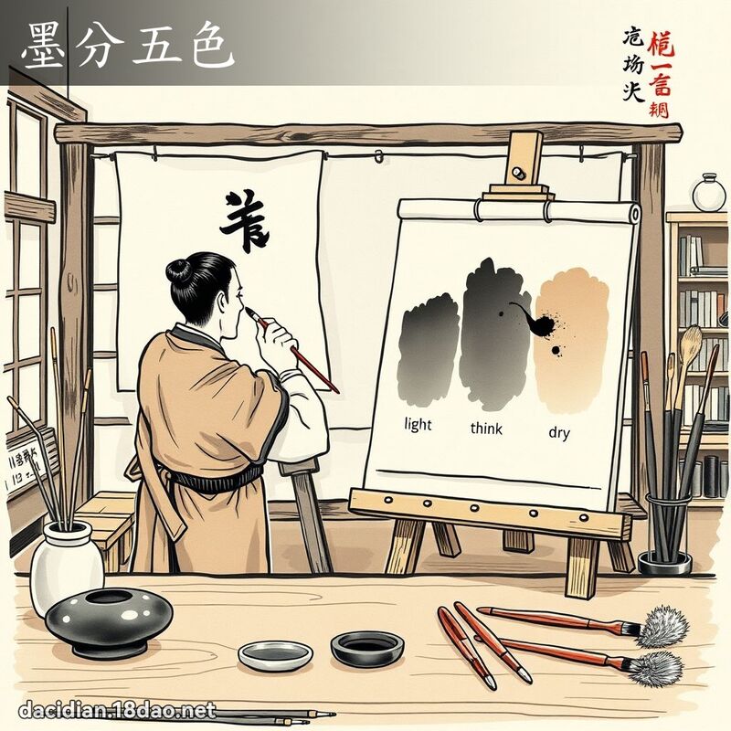 墨分五色 - 国语大辞典配图