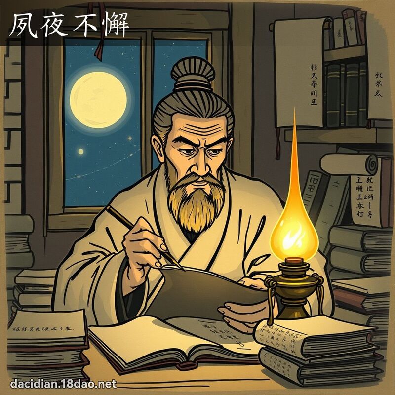 夙夜不懈 - 国语大辞典配图