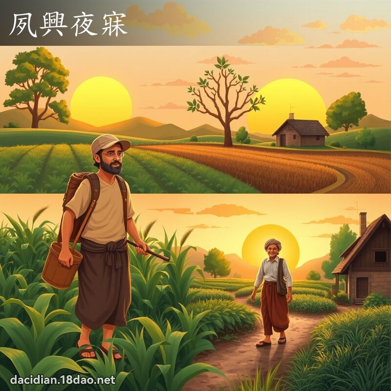夙兴夜寐 - 国语大辞典配图