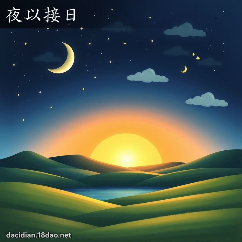 夜以接日 - 国语大辞典配图
