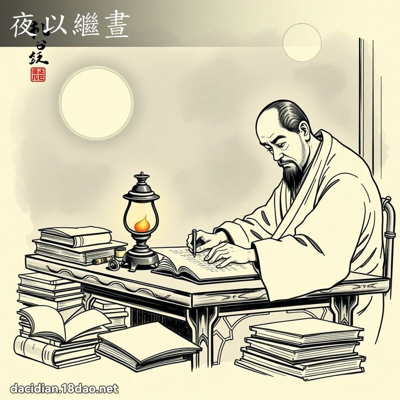 夜以继昼 - 国语大辞典配图