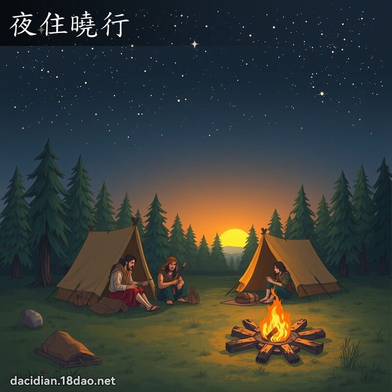 夜住曉行 - 國語大辭典配圖