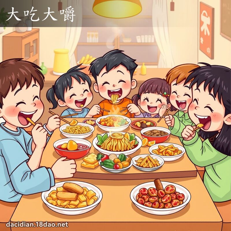 大吃大嚼 - 國語大辭典配圖