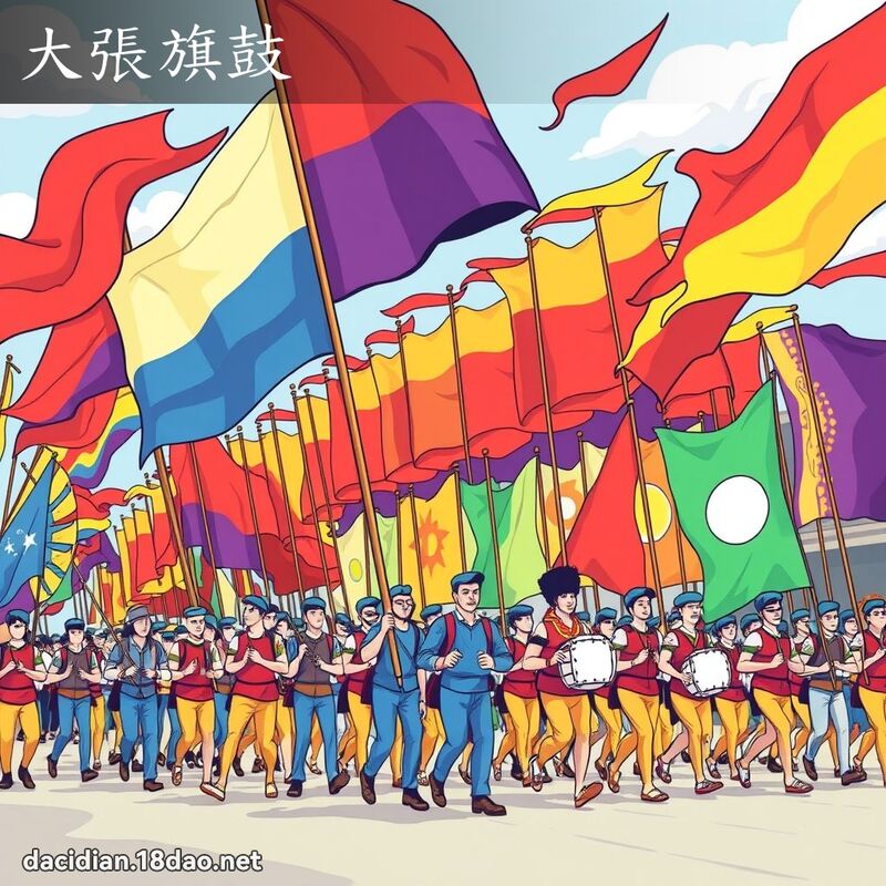 大張旗鼓 - 國語大辭典配圖