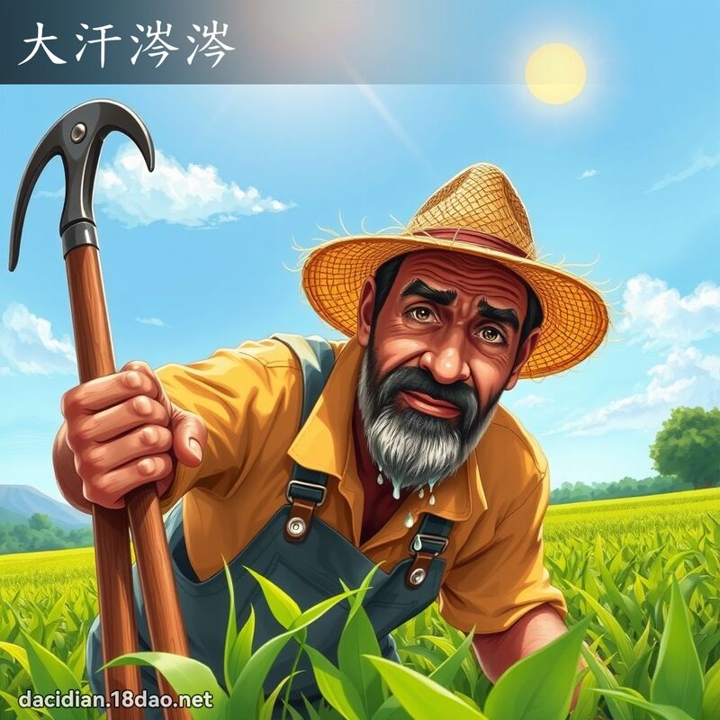 大汗涔涔 - 國語大辭典配圖