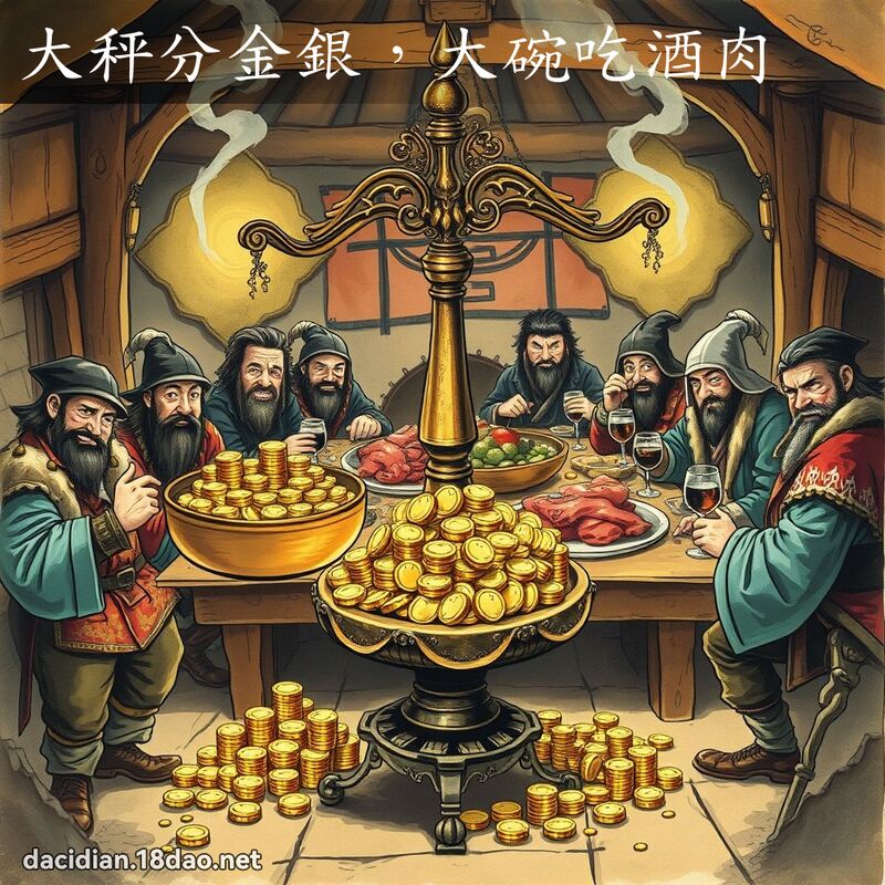 大秤分金银，大碗吃酒肉 - 国语大辞典配图