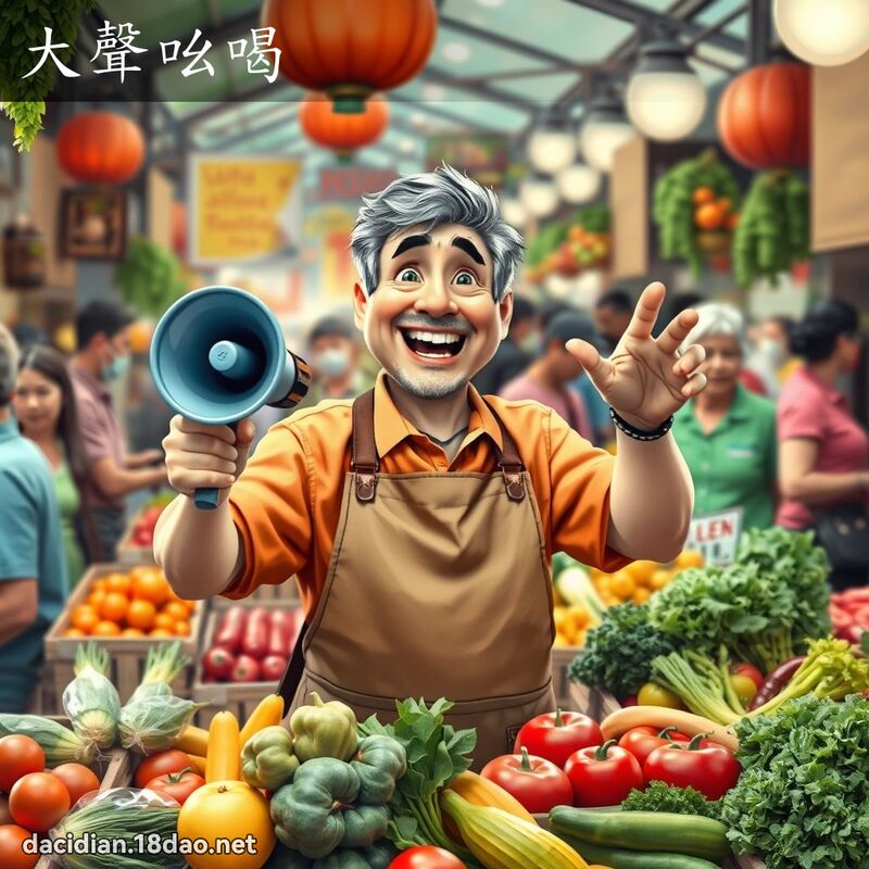 大聲吆喝 - 國語大辭典配圖