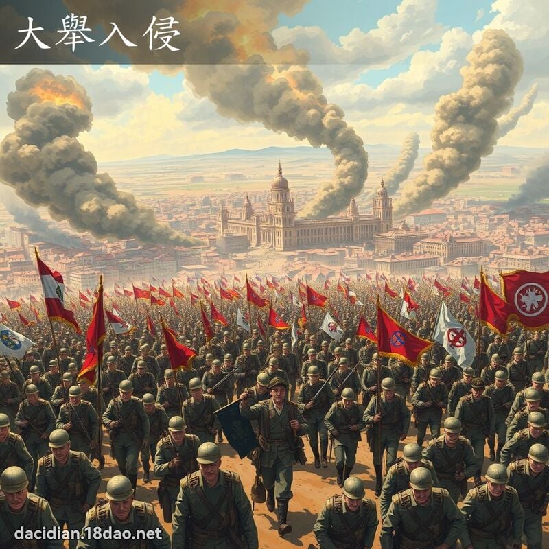 大举入侵 - 国语大辞典配图