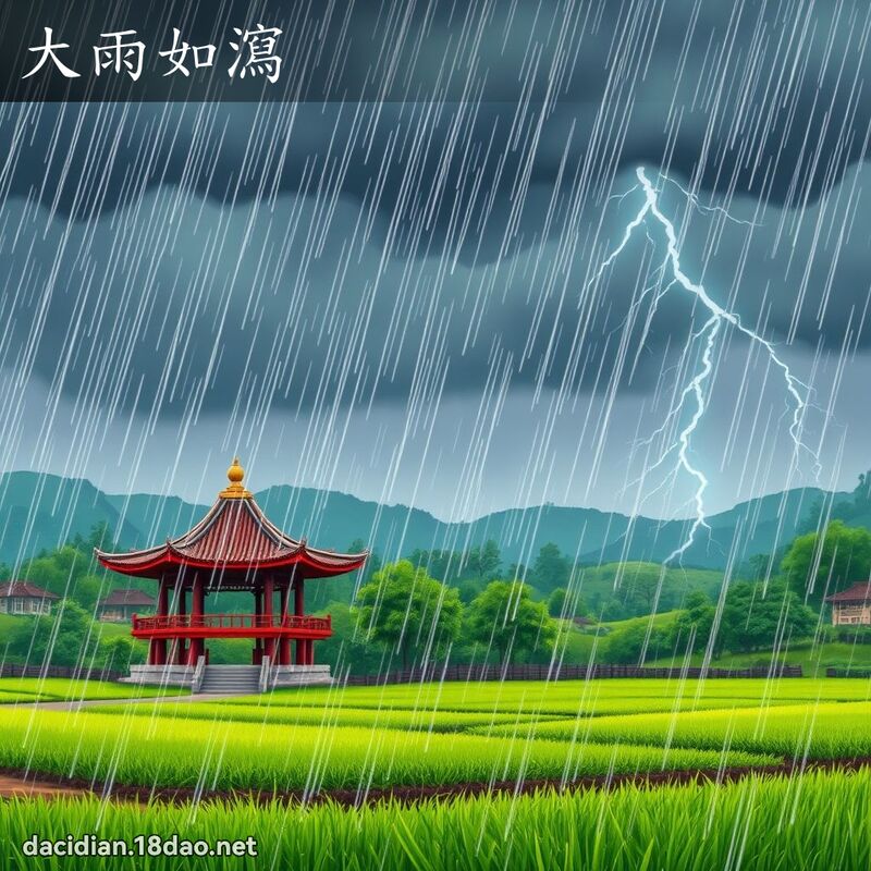 大雨如瀉 - 國語大辭典配圖