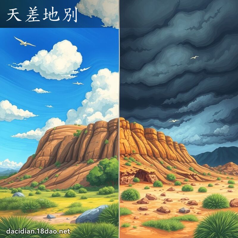 天差地別 - 國語大辭典配圖
