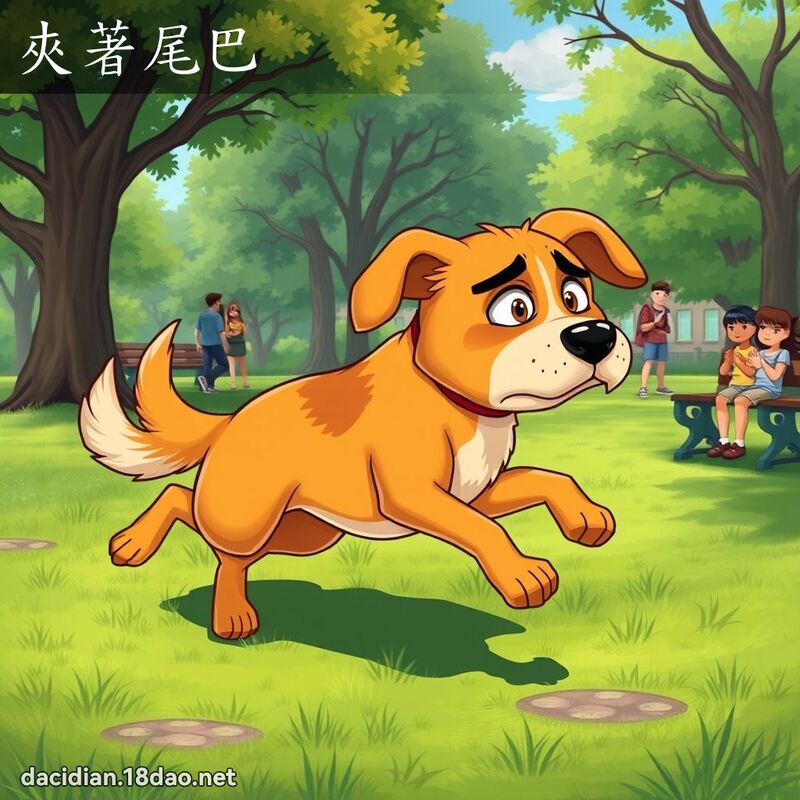 夾著尾巴 - 國語大辭典配圖