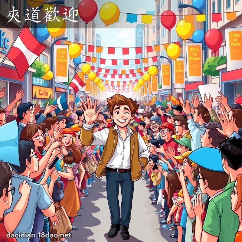 夾道歡迎 - 國語大辭典配圖