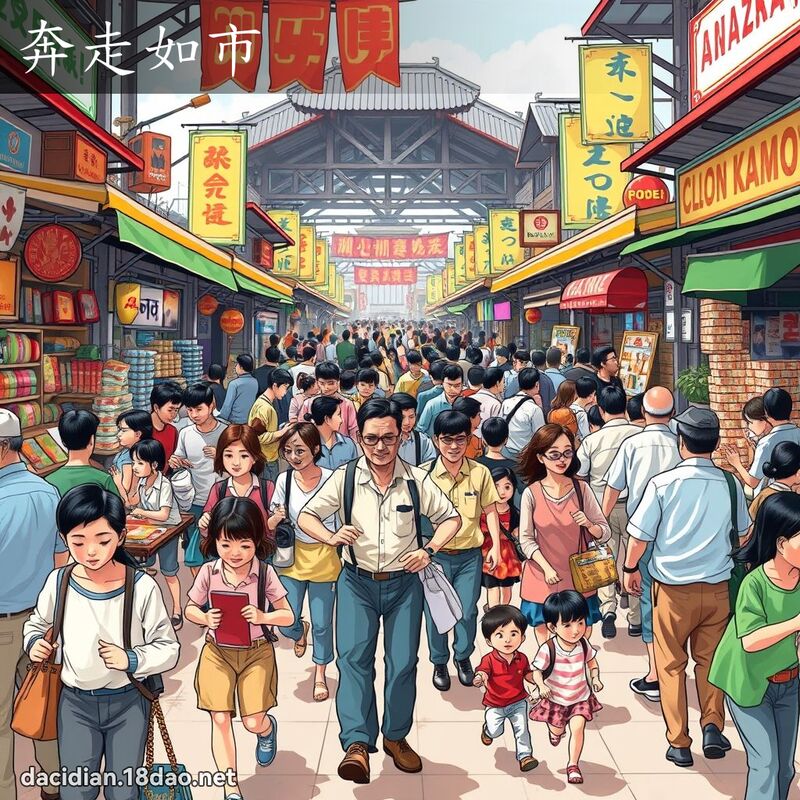 奔走如市 - 国语大辞典配图
