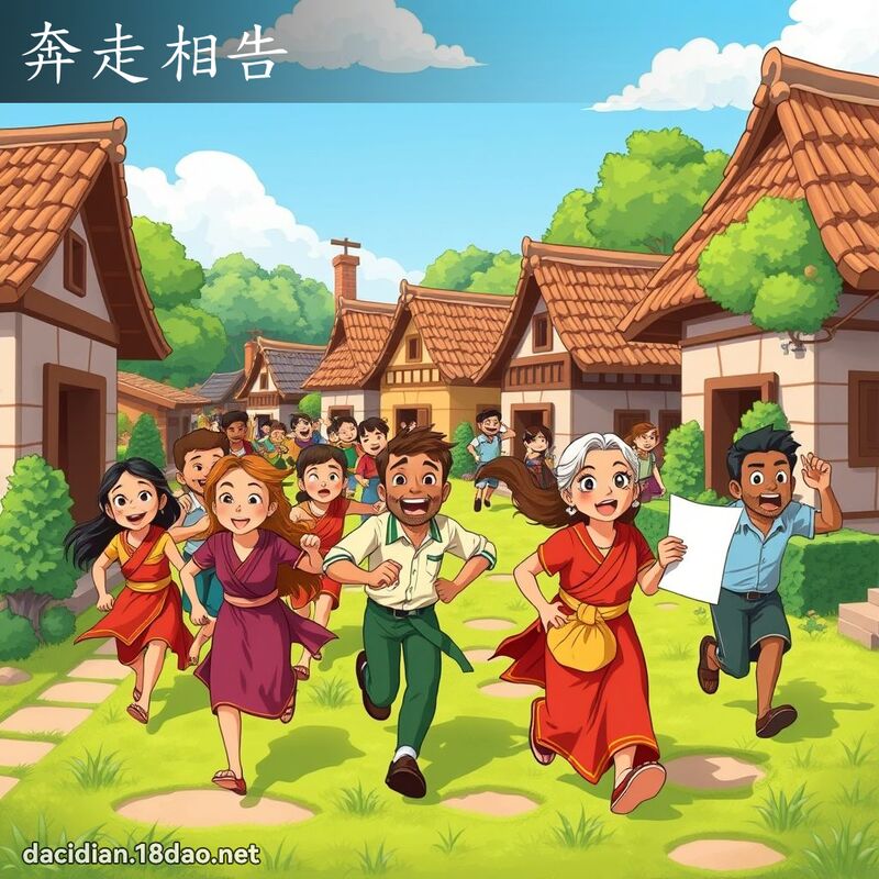 奔走相告 - 国语大辞典配图