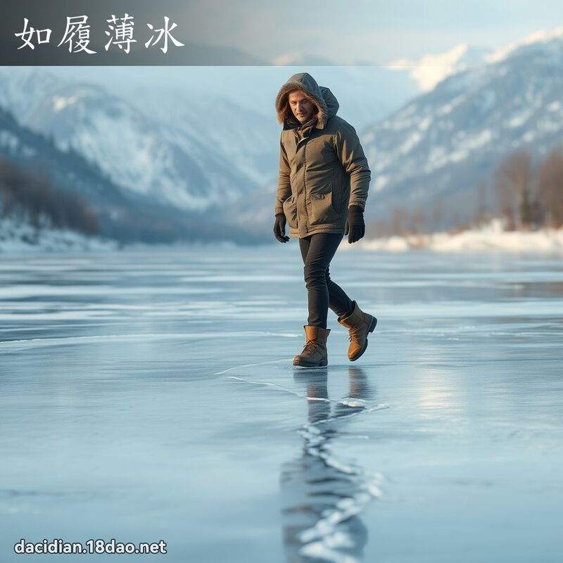 如履薄冰 - 國語大辭典配圖