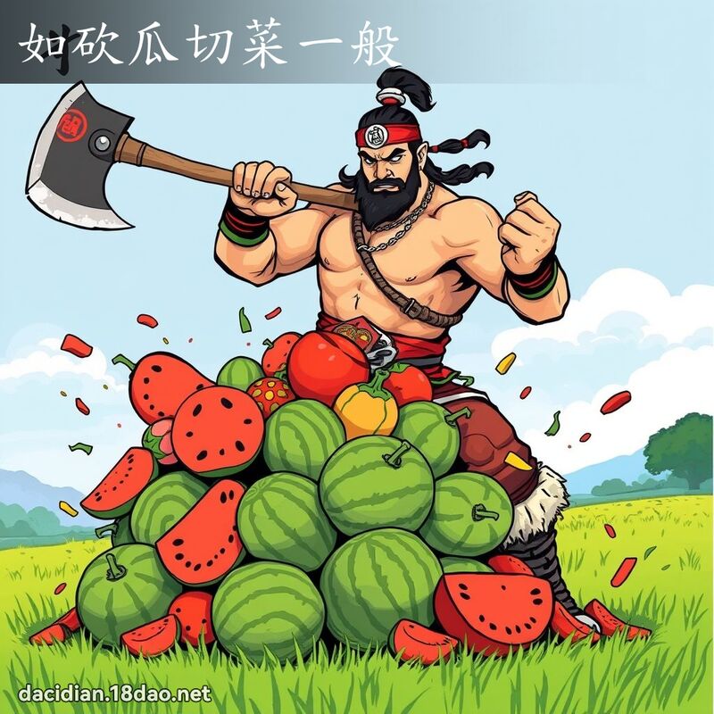 如砍瓜切菜一般 - 國語大辭典配圖