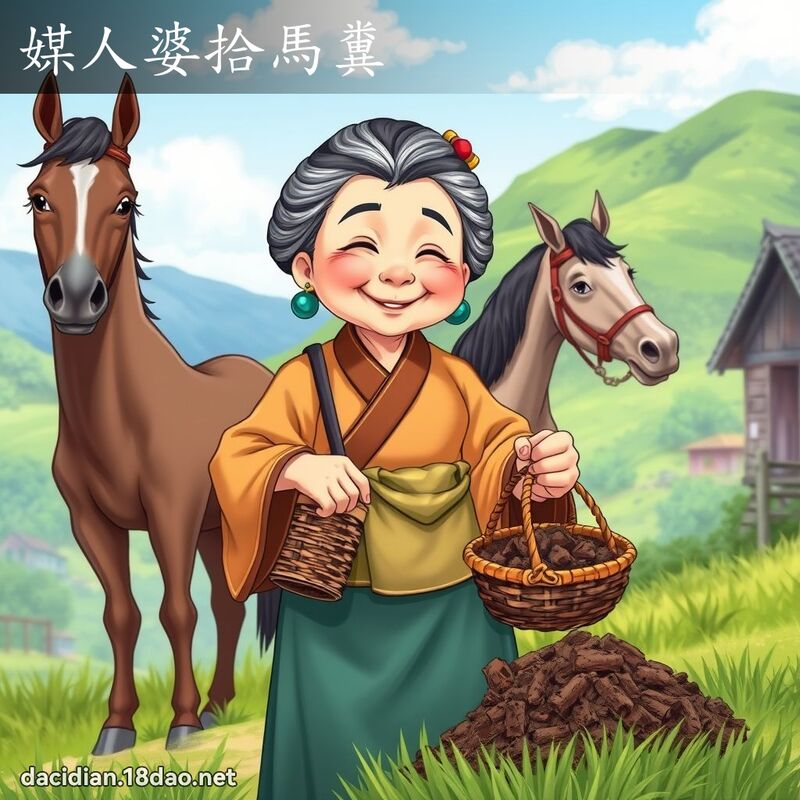 媒人婆拾马粪 - 国语大辞典配图