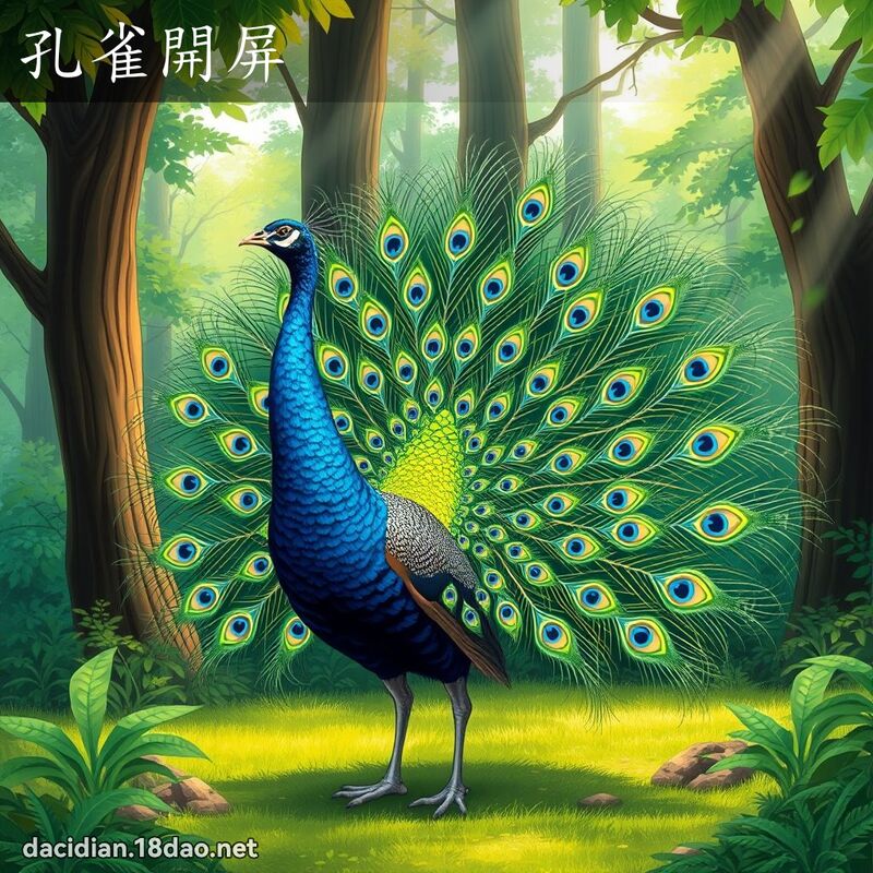 孔雀開屏 - 國語大辭典配圖