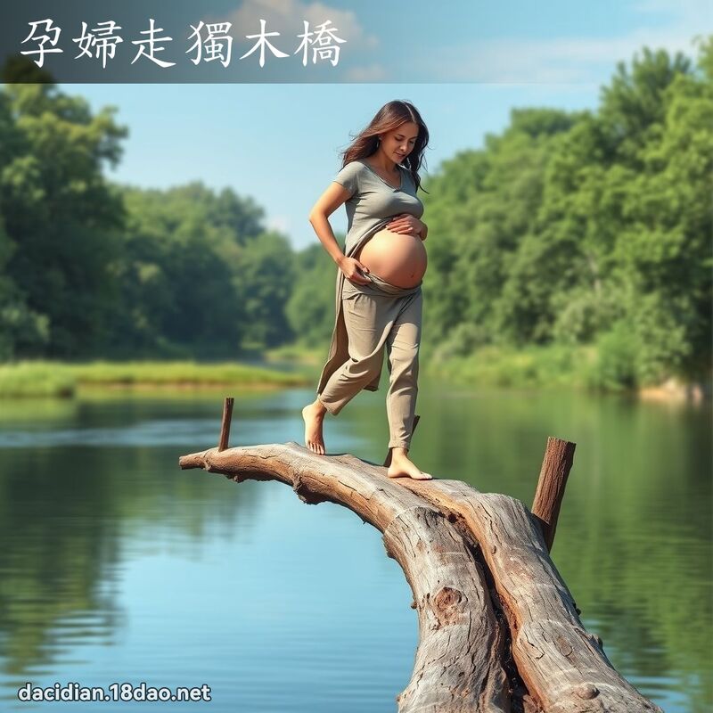 孕妇走独木桥 - 国语大辞典配图