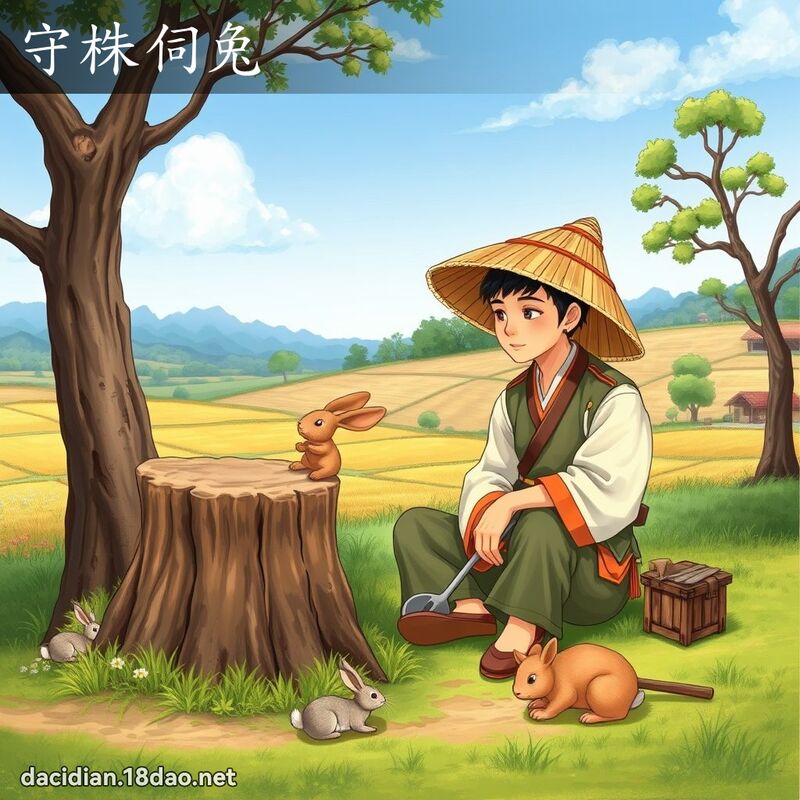 守株伺兔 - 国语大辞典配图