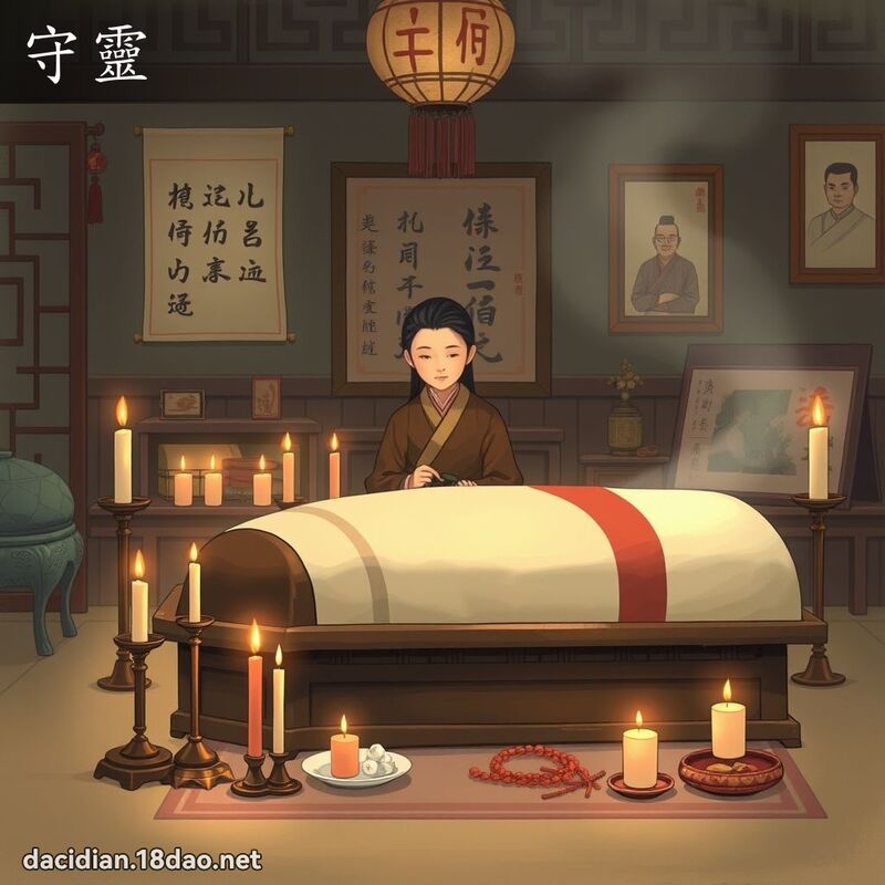守灵 - 国语大辞典配图