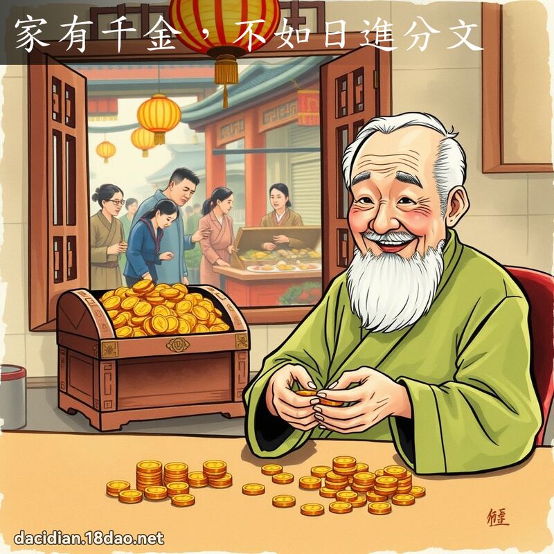 家有千金，不如日进分文 - 国语大辞典配图