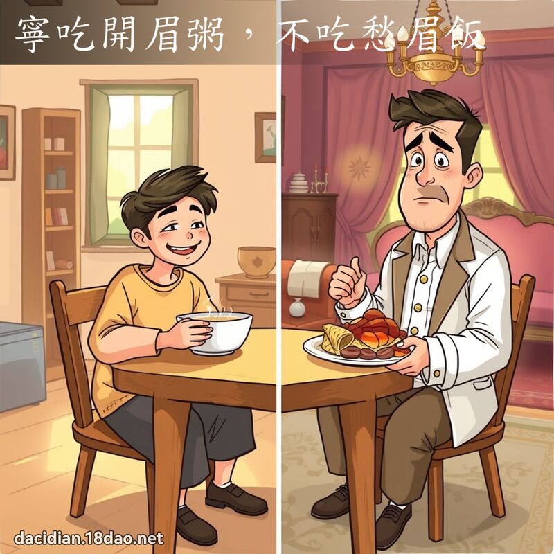 寧吃开眉粥，不吃愁眉饭 - 国语大辞典配图