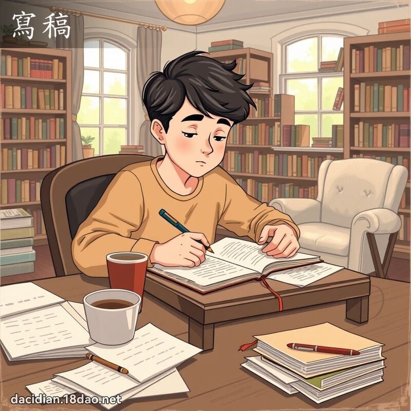 寫稿 - 國語大辭典配圖