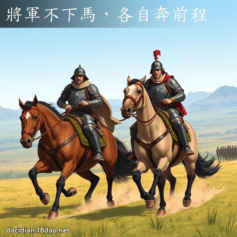 將軍不下馬，各自奔前程 - 國語大辭典配圖