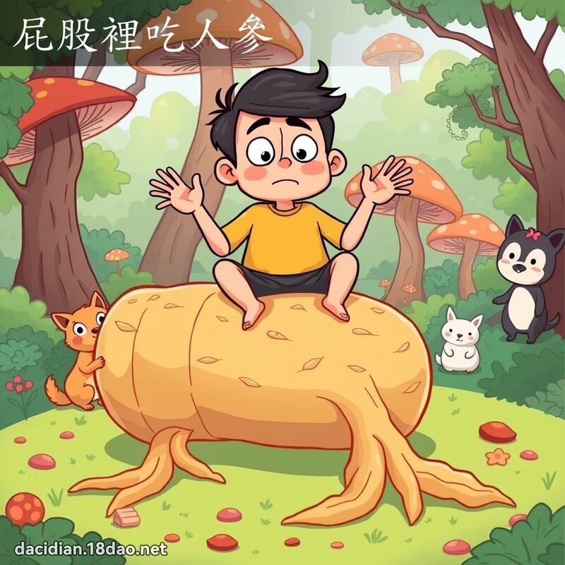 屁股里吃人参 - 国语大辞典配图