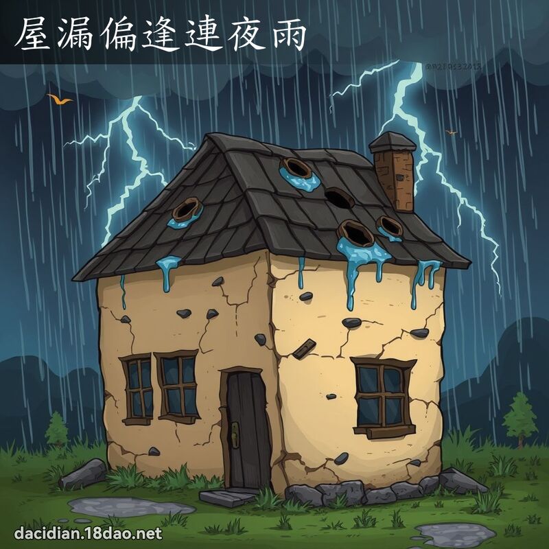 屋漏偏逢连夜雨 - 国语大辞典配图