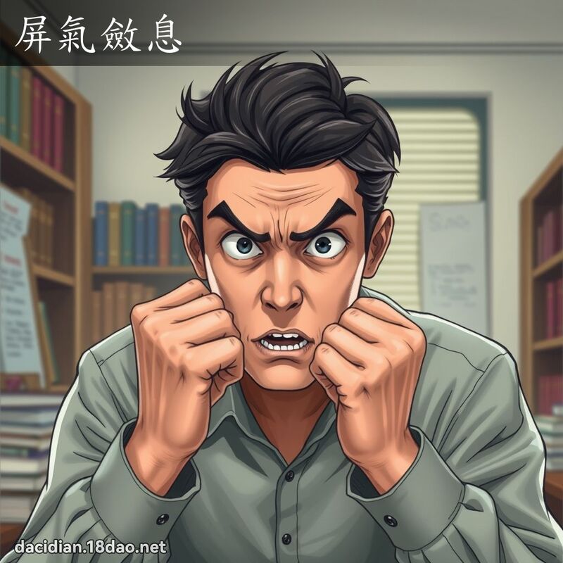 屏气敛息 - 国语大辞典配图