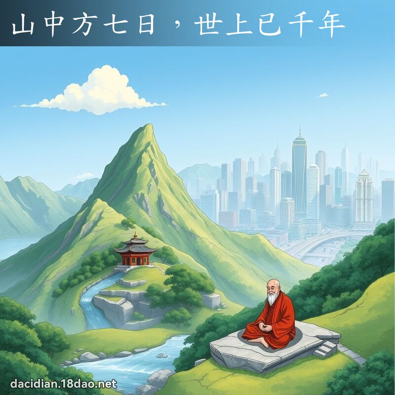 山中方七日，世上已千年 - 国语大辞典配图