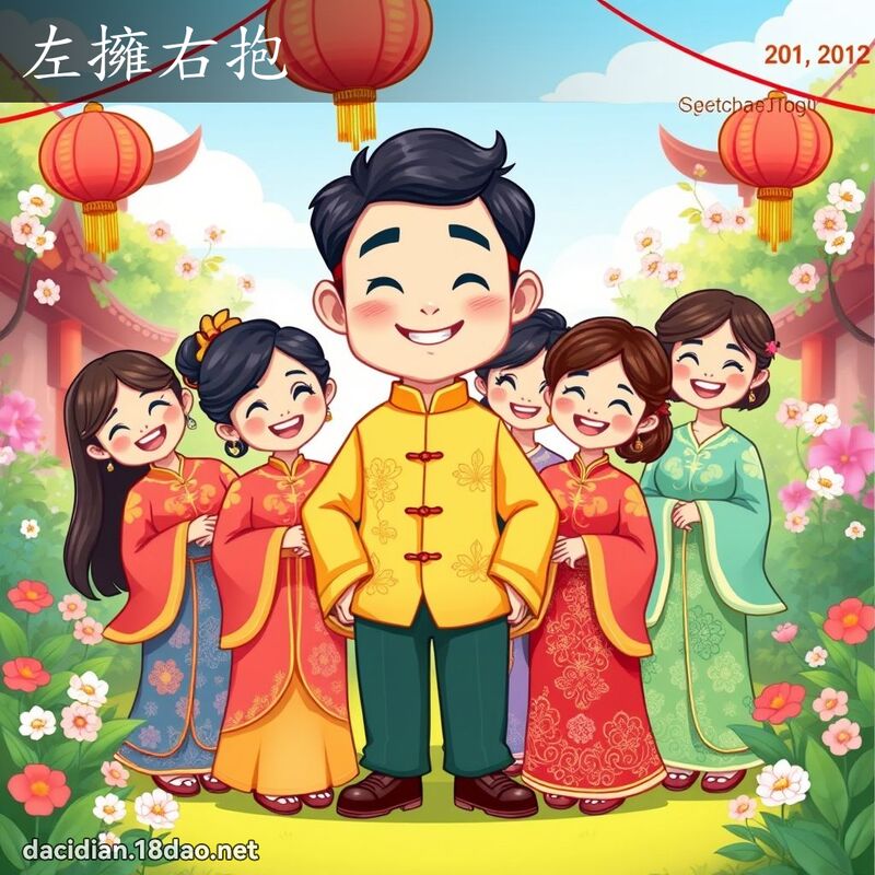左拥右抱 - 国语大辞典配图