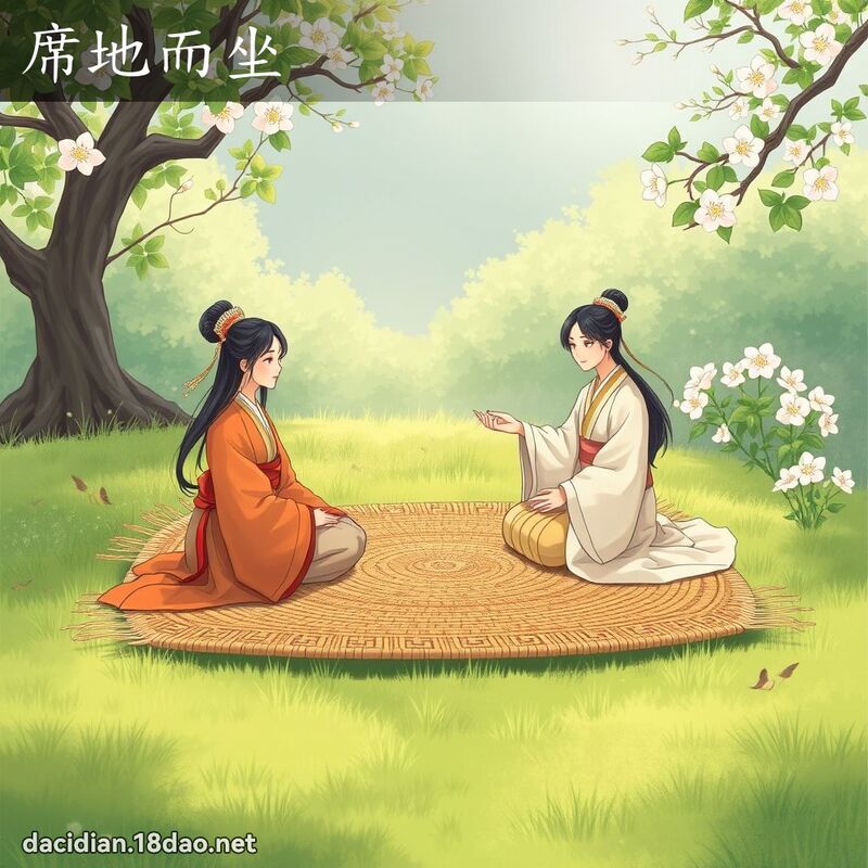 席地而坐 - 国语大辞典配图