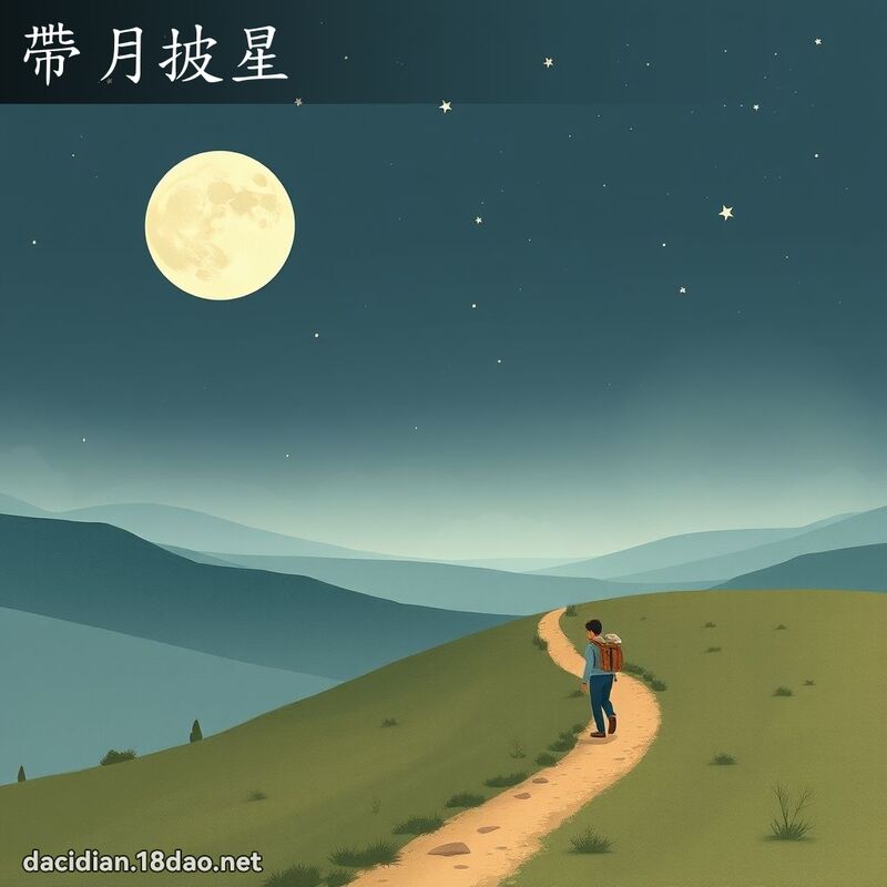 帶月披星 - 國語大辭典配圖
