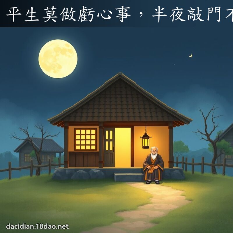 平生莫做亏心事，半夜敲门不喫惊 - 国语大辞典配图