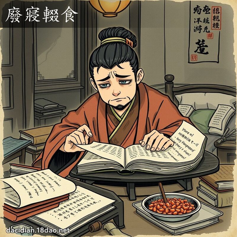 废寢輟食 - 国语大辞典配图