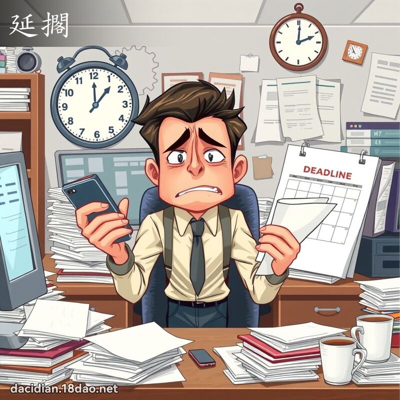 延擱 - 國語大辭典配圖