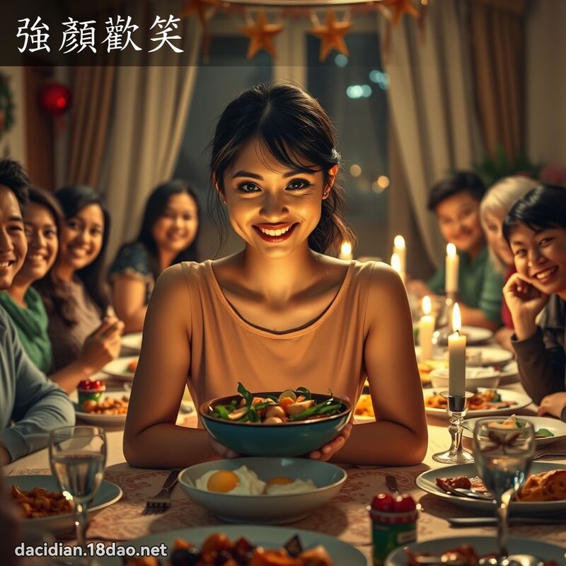 強顏歡笑 - 國語大辭典配圖
