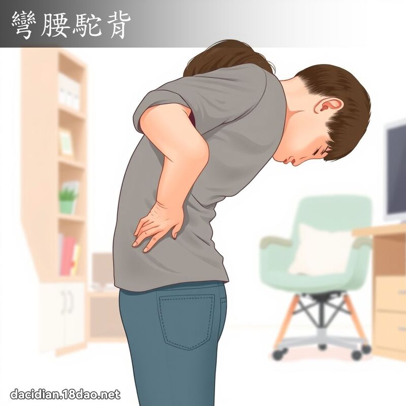 彎腰駝背 - 國語大辭典配圖