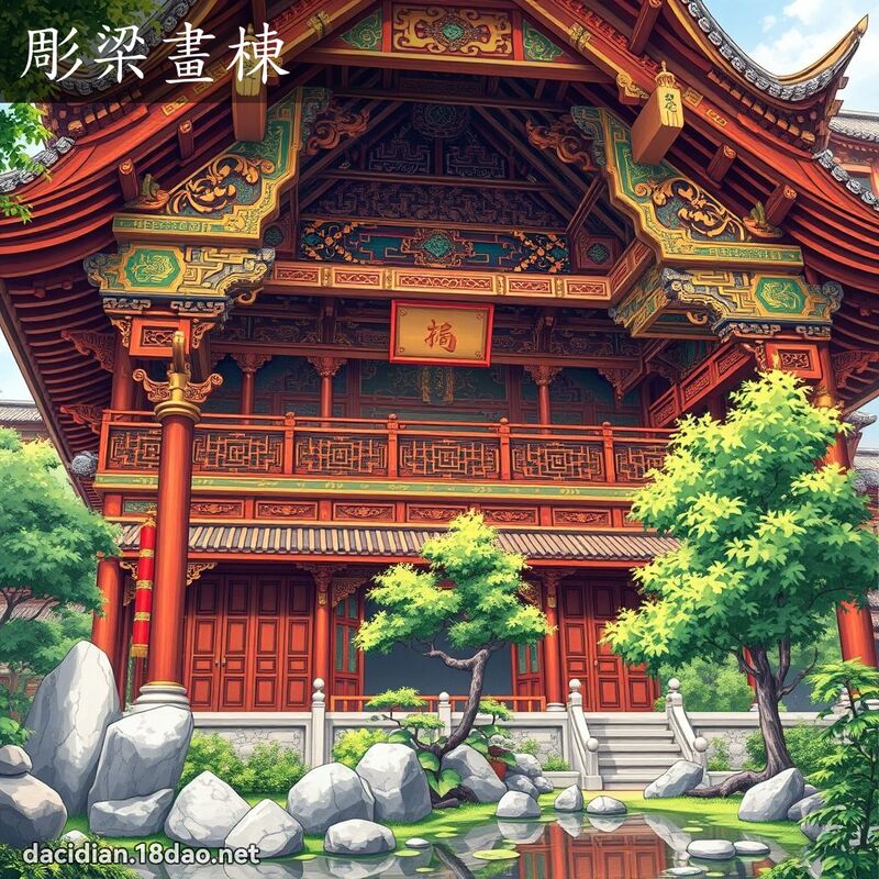 彫梁畫棟 - 國語大辭典配圖