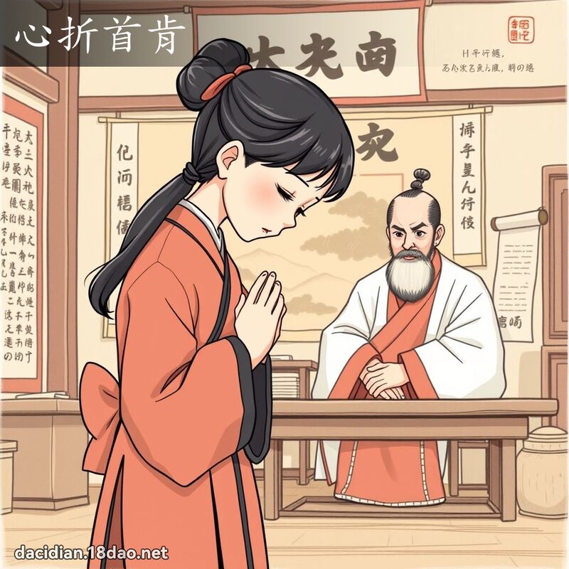 心折首肯 - 国语大辞典配图
