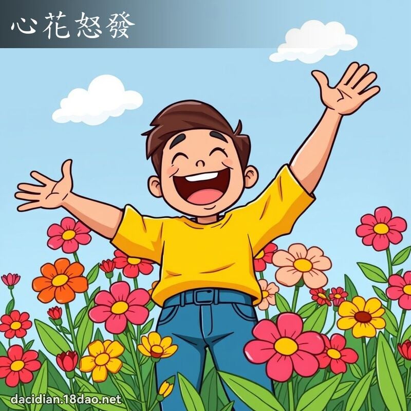 心花怒发 - 国语大辞典配图