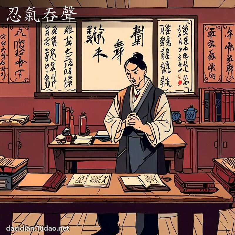忍气吞声 - 国语大辞典配图