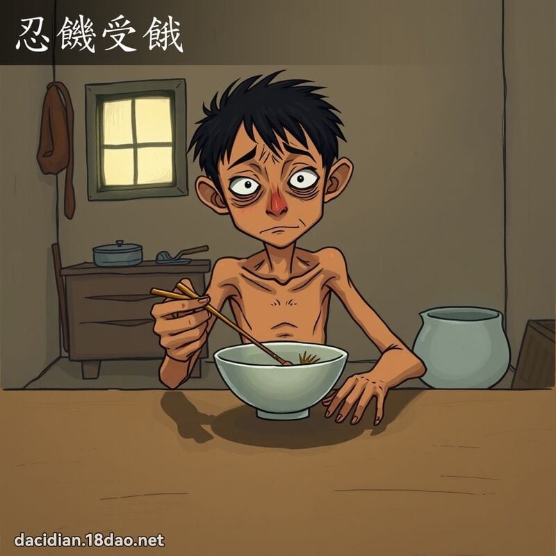 忍饑受餓 - 國語大辭典配圖