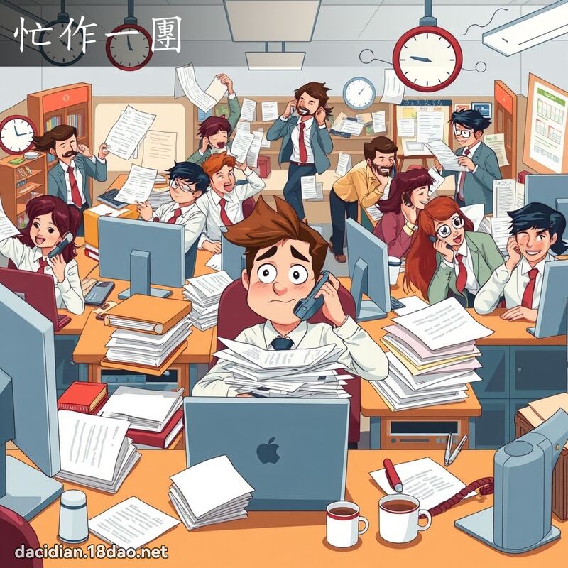 忙作一团 - 国语大辞典配图