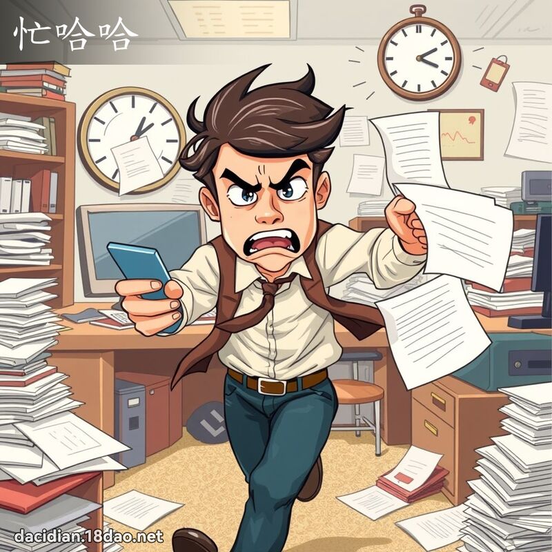 忙哈哈 - 國語大辭典配圖