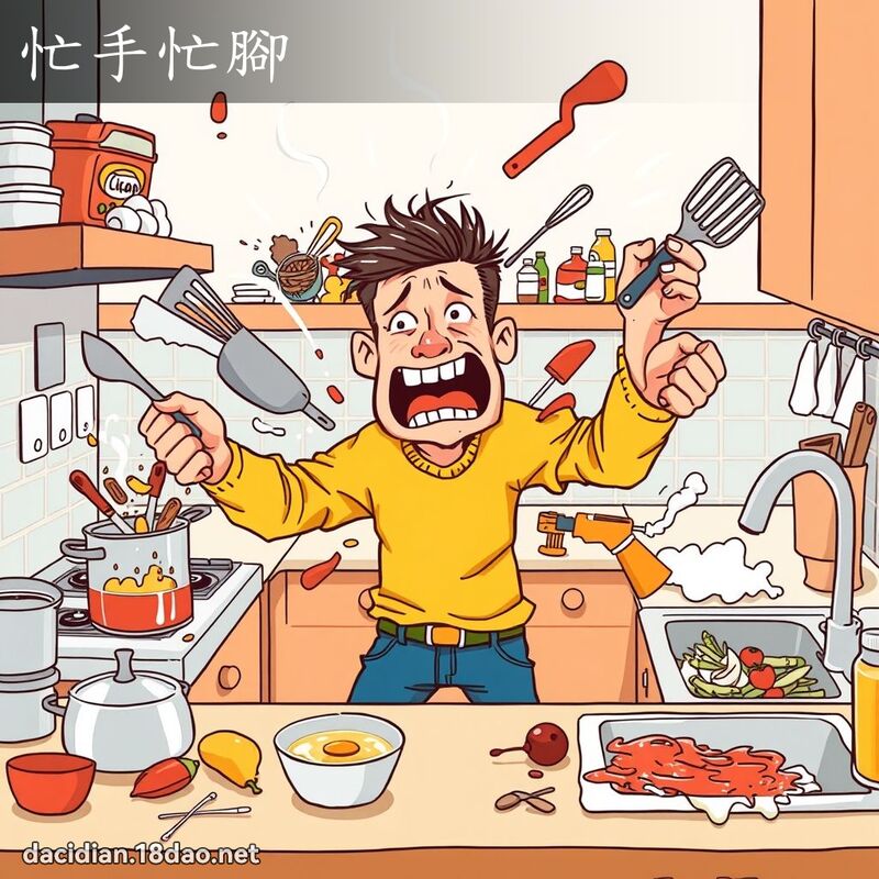 忙手忙腳 - 國語大辭典配圖