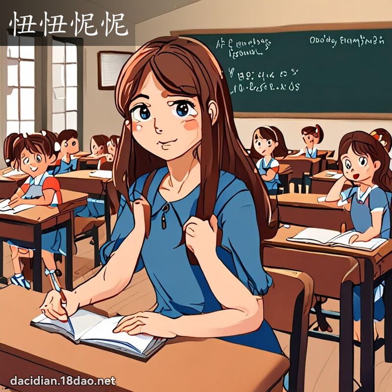 忸忸怩怩 - 国语大辞典配图